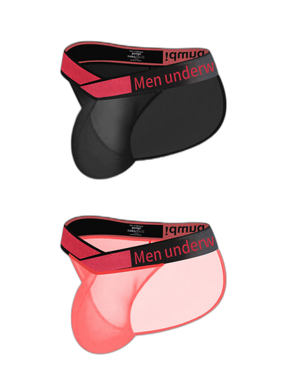 2 Pack Men's Large Pouch Semi-Transparent Sexy Bikini