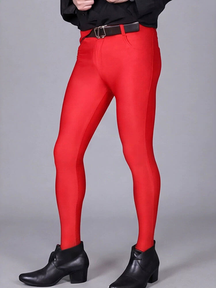 Men's Solid Color Slim Fit Stretch Skinny Pants