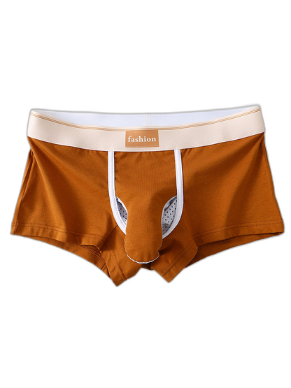 3 Pack Men's Elephant Trunk Separate Cotton Sexy Mid-Rise Solid Color Trunks