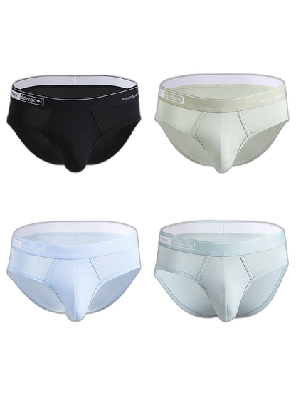 4 Pack Men's Modal Skin-Friendly Solid Color Mid-Rise Briefs