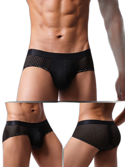 3 Pack Men's Quick-Dry Mesh Low-Rise Briefs
