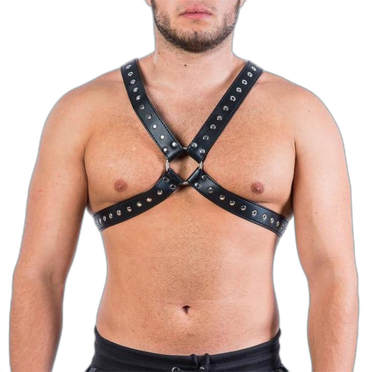 4-Strap Studded Leather Harness