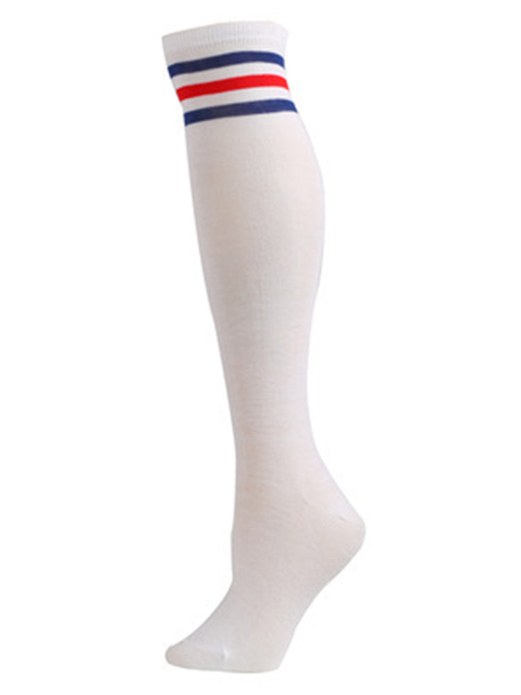 Striped White Crew Sports Socks