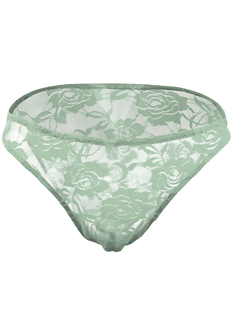 Men's Mesh Transparent Rose Lace Briefs