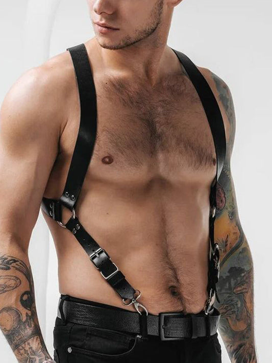 Black Leather Bondage Shoulder Straps
