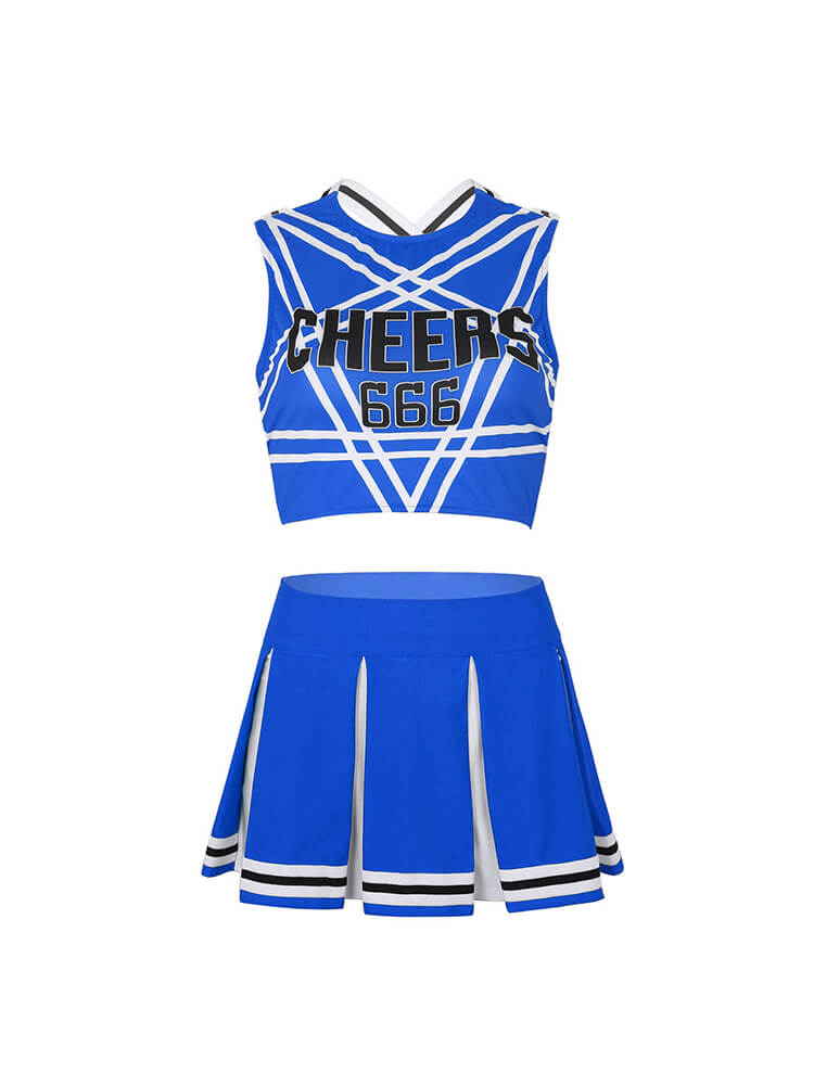 Letter Striped Cheerleading Performance Set - Blue
