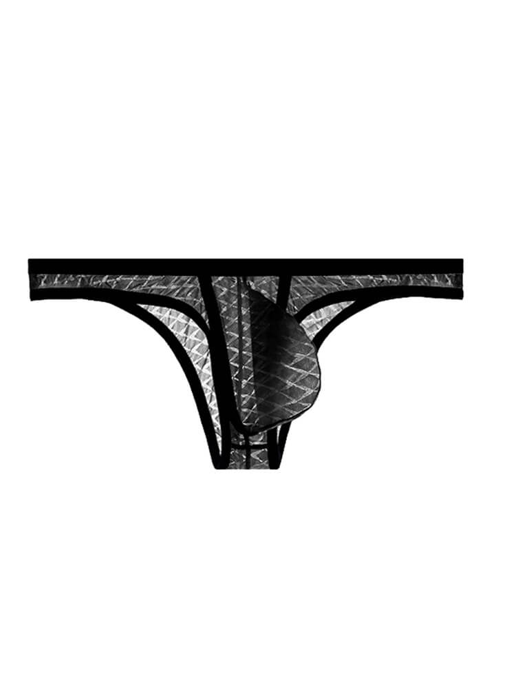 Men's Ice Silk Transparent Sexy Stripe Briefs