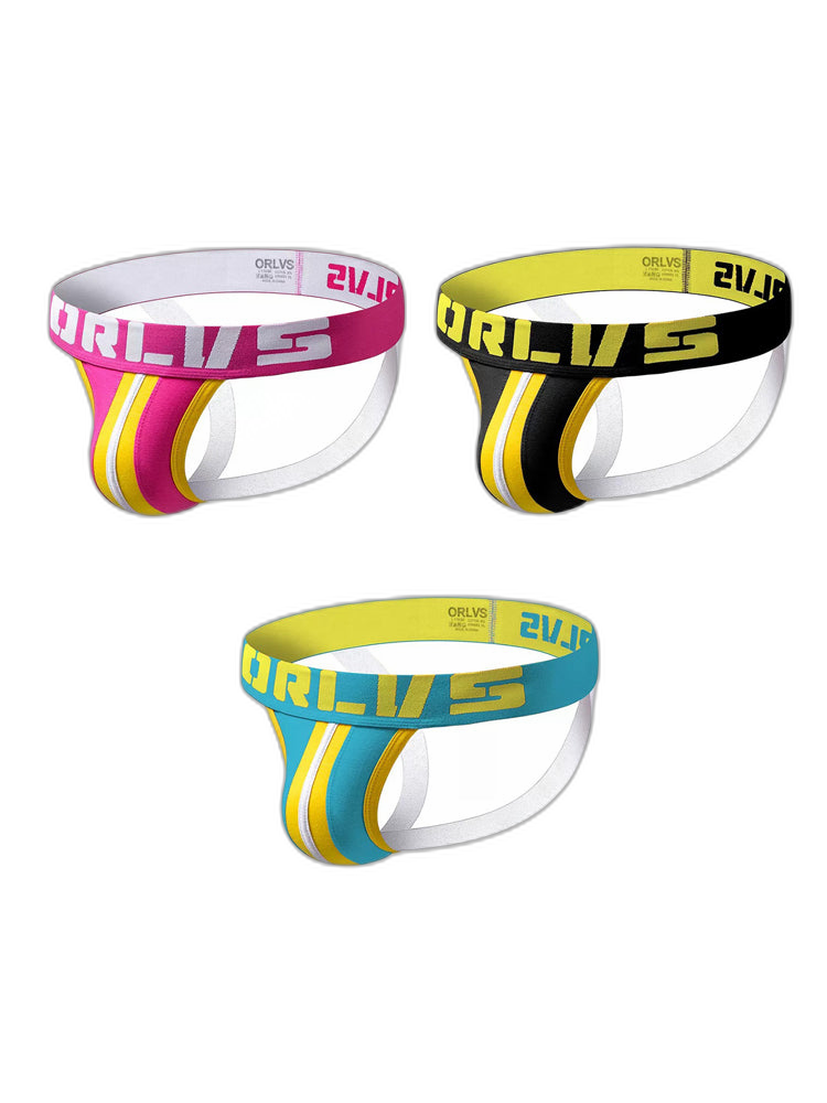 3 Pack Men's U-Pouch Striped Sexy Jockstraps