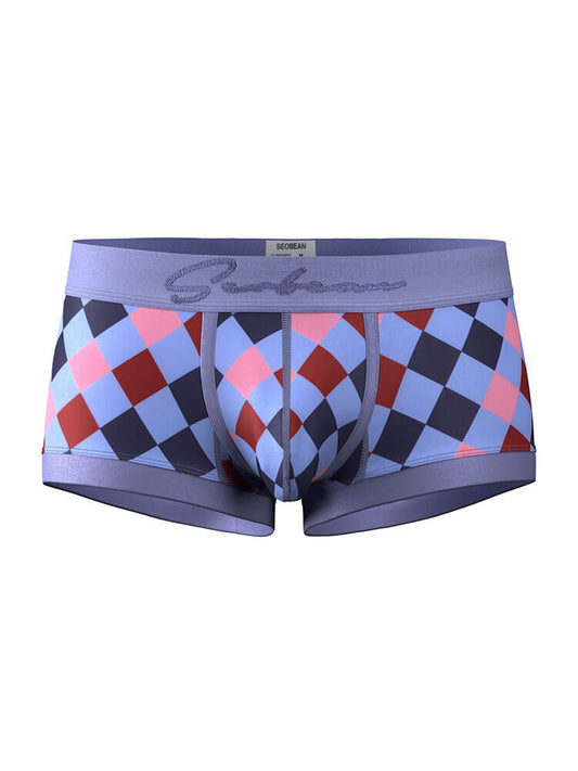 Men's Diamond-Pattern U-Convex Pouch Trunks