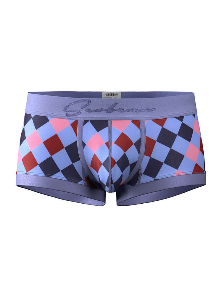 Men's Diamond-Pattern U-Convex Pouch Trunks