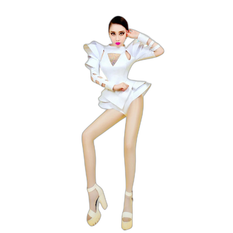 Crystal Couture White Party Bodysuit