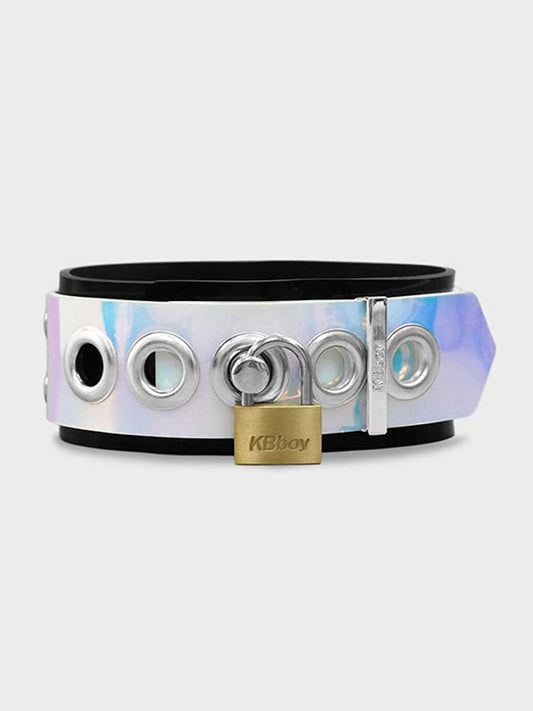 Unisex Iridescent Silicone Lock Choker Collar