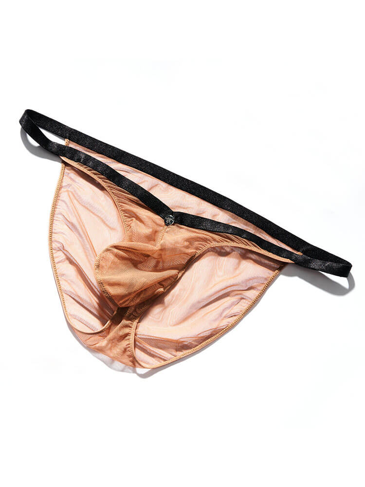 Men's Sexy Low-Rise Sheer Semi-Cheeky Briefs
