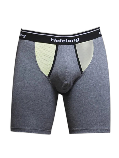 Dual Pouch Men's Long Legs Sports Boxer Briefs