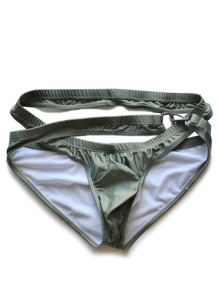 D.M Low Rise Quick Dry Beach Metal Button Swim Briefs