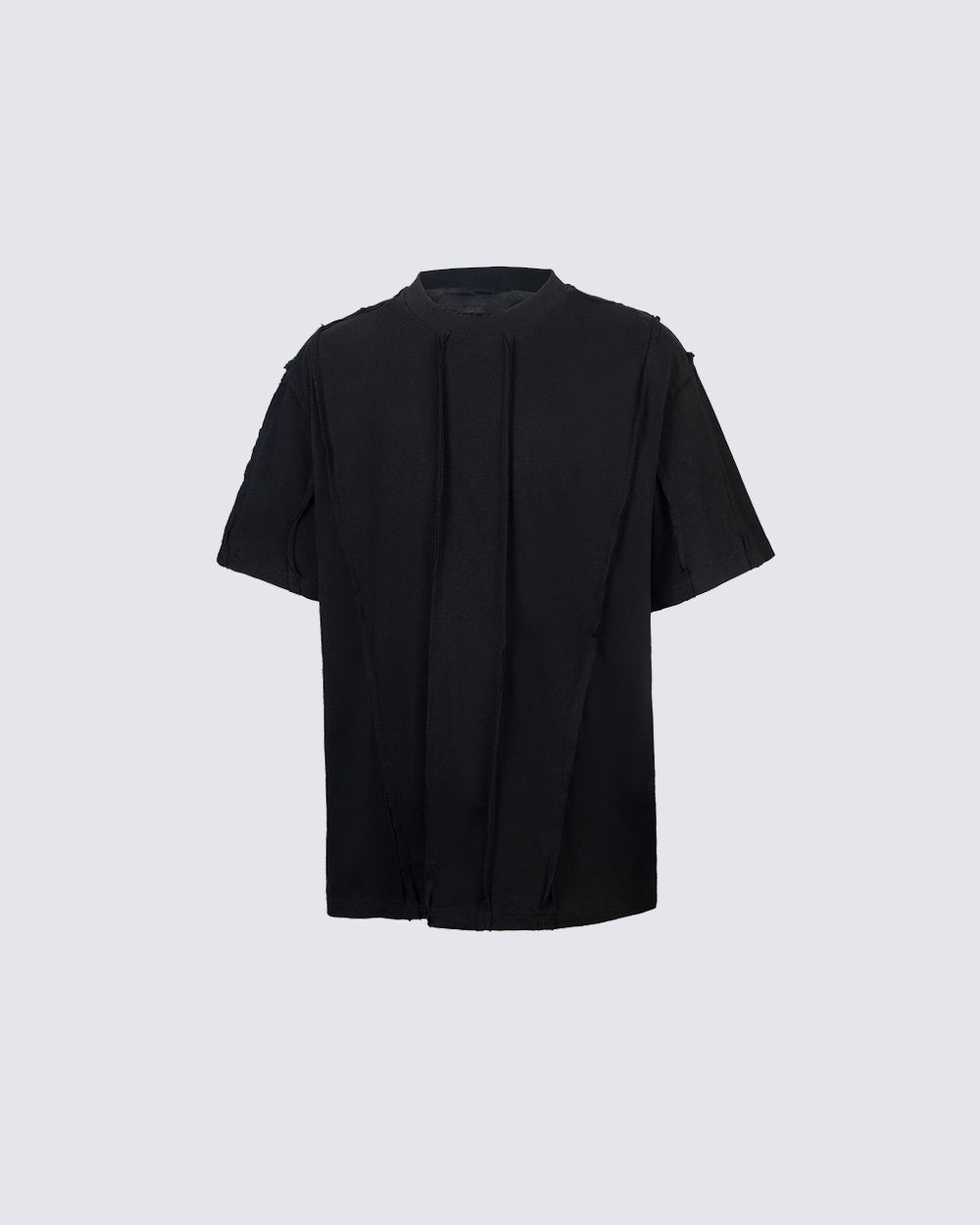 Vertical Raw Seam Washed Crew Neck T-shirt