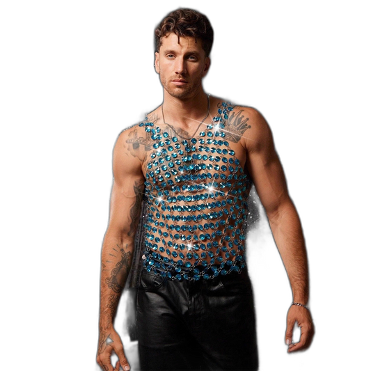 Blue Gemstone Chain Tank