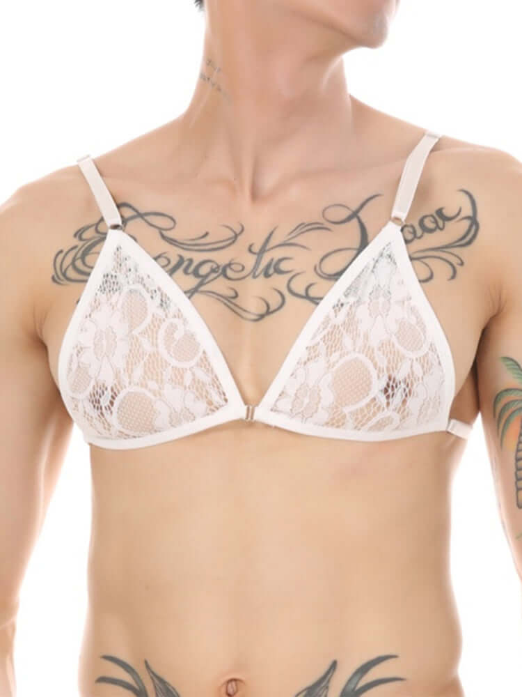 Men's Bikini Bra Thongs Lace Underwear Suit