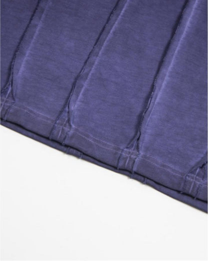 Vertical Raw Seam Washed Crew Neck T-shirt