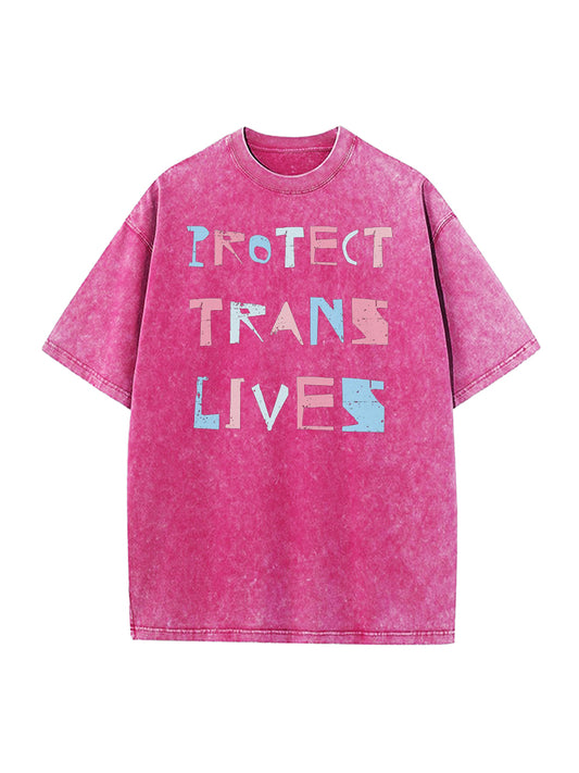 Washed Protect Trans Lives Print Cotton T-shirt