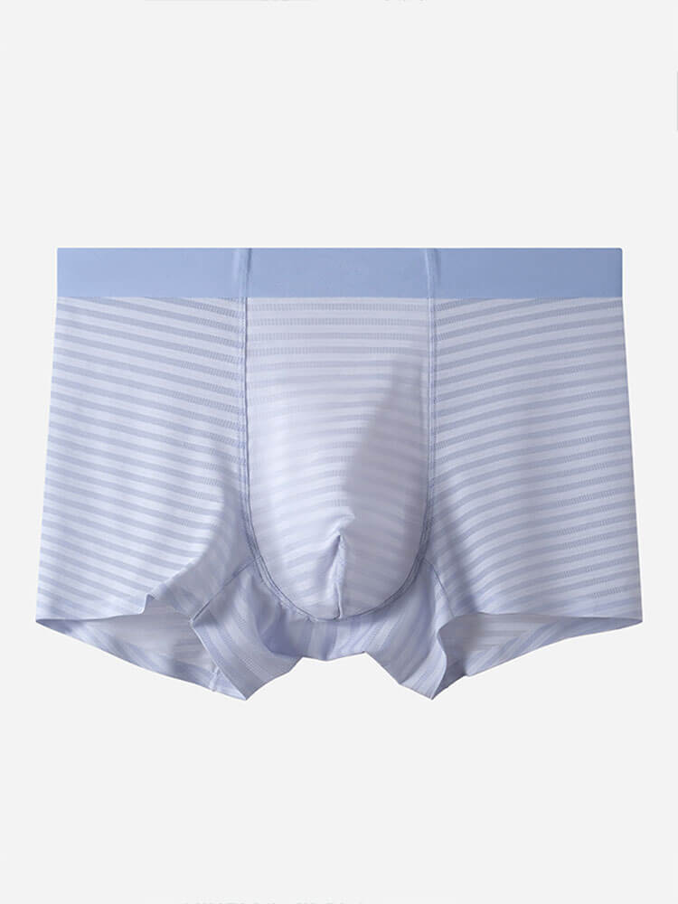 Men's Sexy Sheer Striped Ice Silk Boxer Briefs