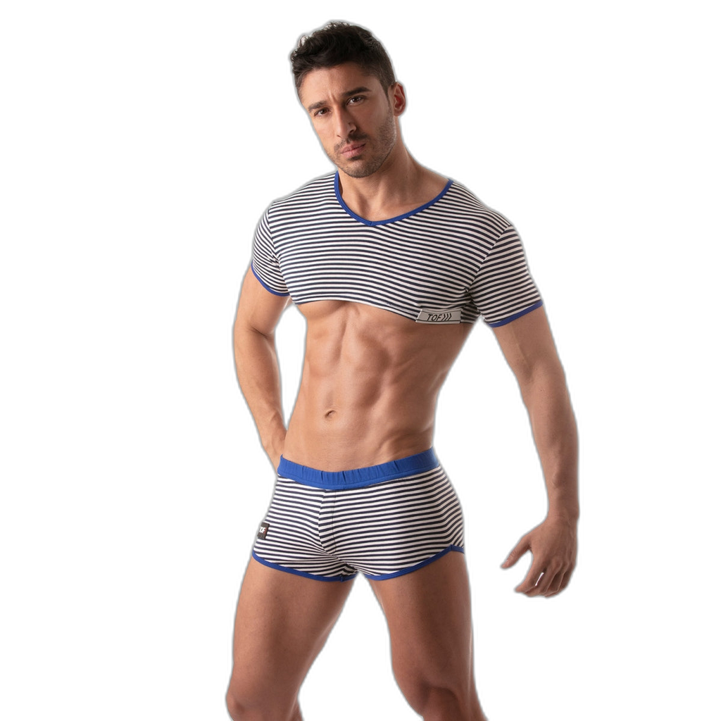 TOF Paris Sailor Stripe Crop Top Blue