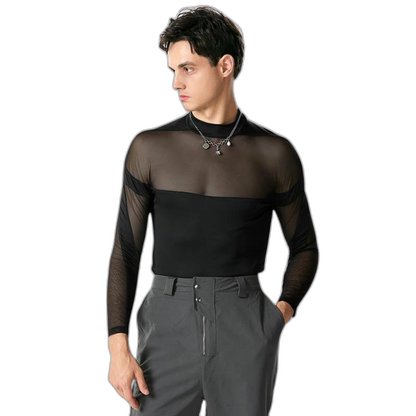 Turtleneck Long Sleeve Mesh Bodysuit