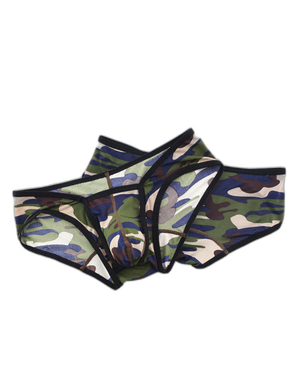 Men’s Sexy Camo Print Mesh Bikini