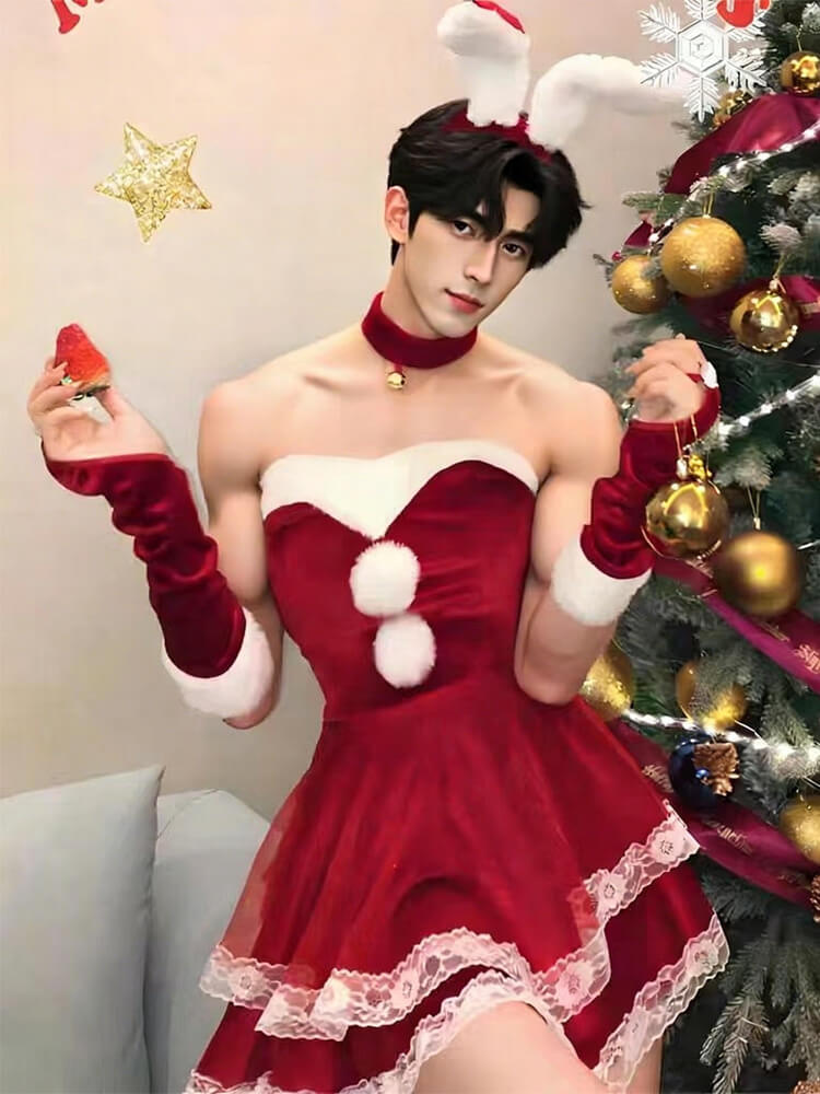 Men's Sexy Christmas Velvet Fur Santa Costume Set