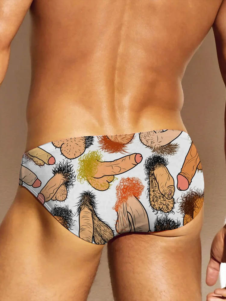 Men's LGBT Pride Hairy Dick Art Print Briefs Shirt