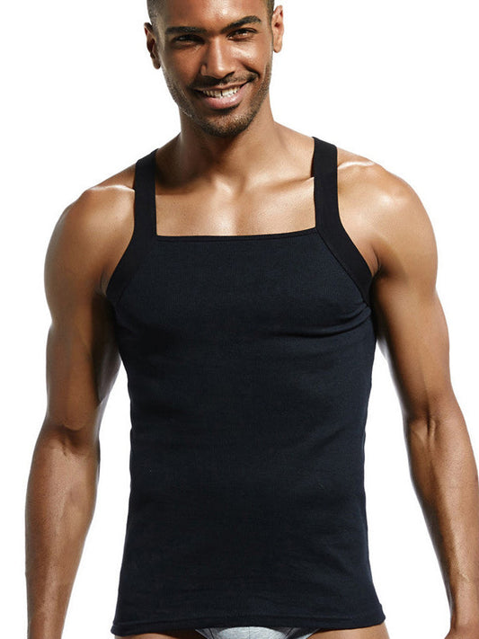Solid Color Threaded Cotton Tank Top
