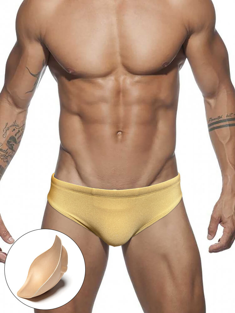 Men's Solid Color Shiny Sexy Triangle Swim Briefs