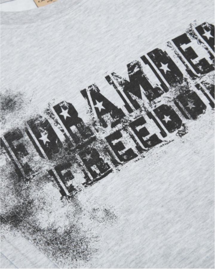 KIIKIO Dark Street Crinkle Spliced Distressed Graphic Tee