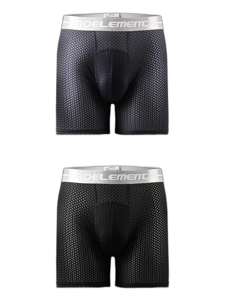 2 Pack Mesh Ice Silk Moisture Wicking Sport Boxer Underwear