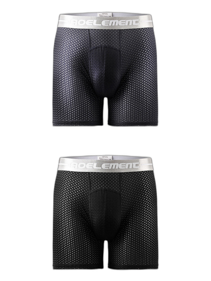 2 Pack Mesh Ice Silk Moisture Wicking Sport Boxer Underwear