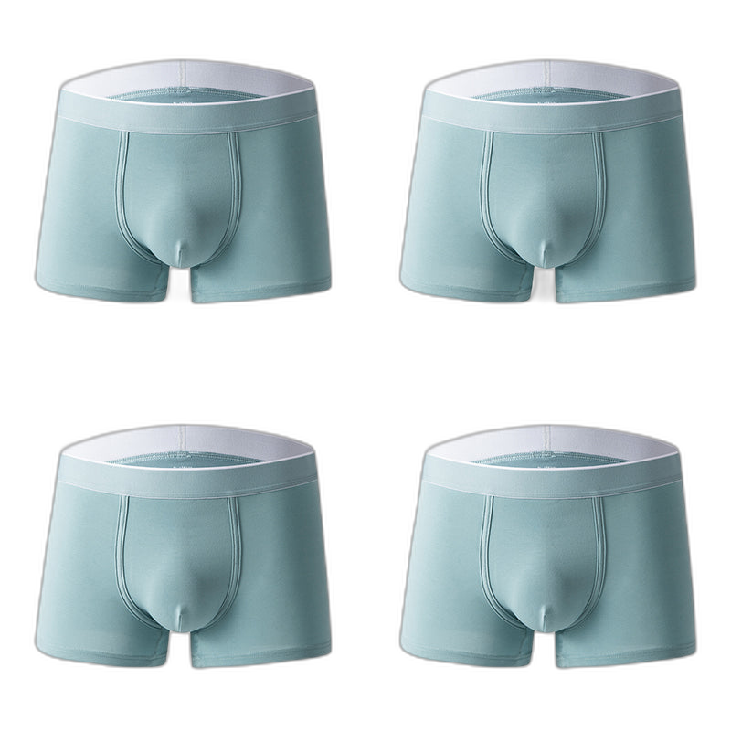 4Pcs Men's Cotton Solid Mid-rise Trunks