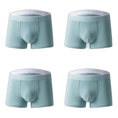 4Pcs Men's Cotton Solid Mid-rise Trunks