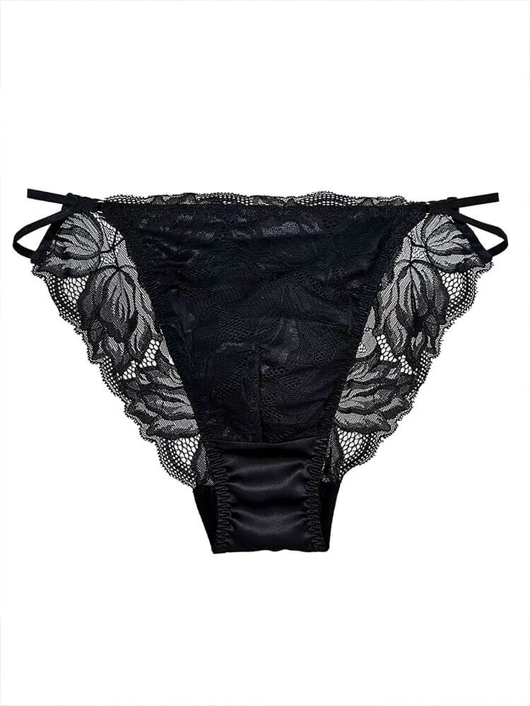 Men's Sexy Solid Lace-Up Mulberry Silk Briefs