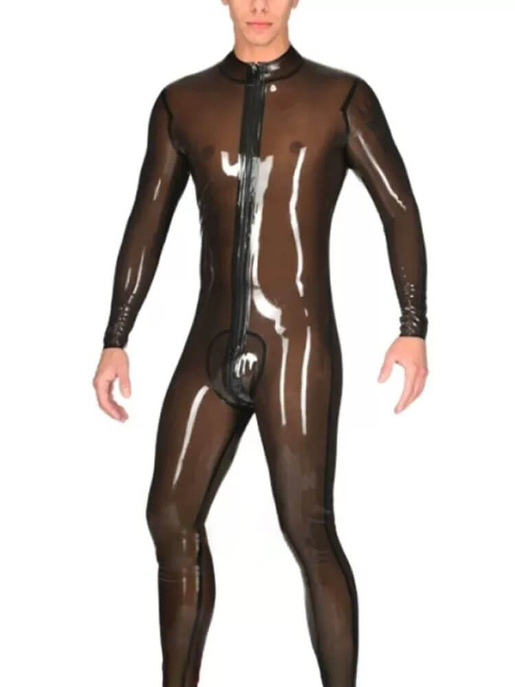 Men's Sexy Slim Sheer Latex Shapewear Bodysuit