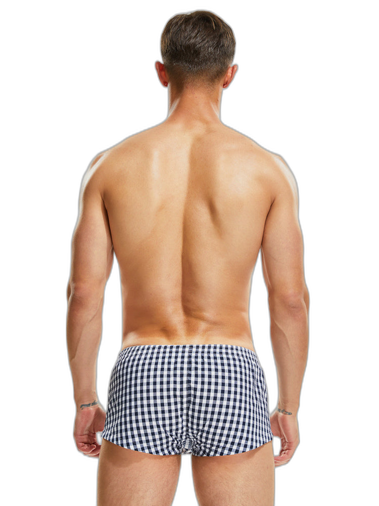 Plaid 100% Cotton Men's Soft Trunks