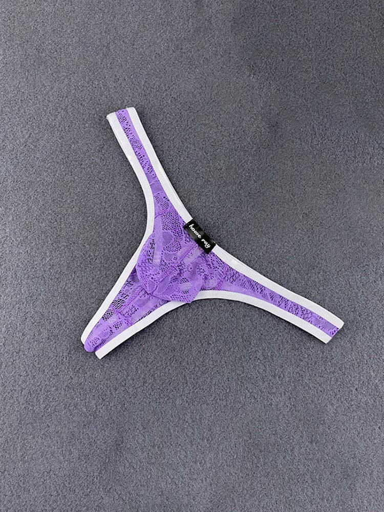 Men's Sexy Transparent Lace Low-Rise Stretch Thong