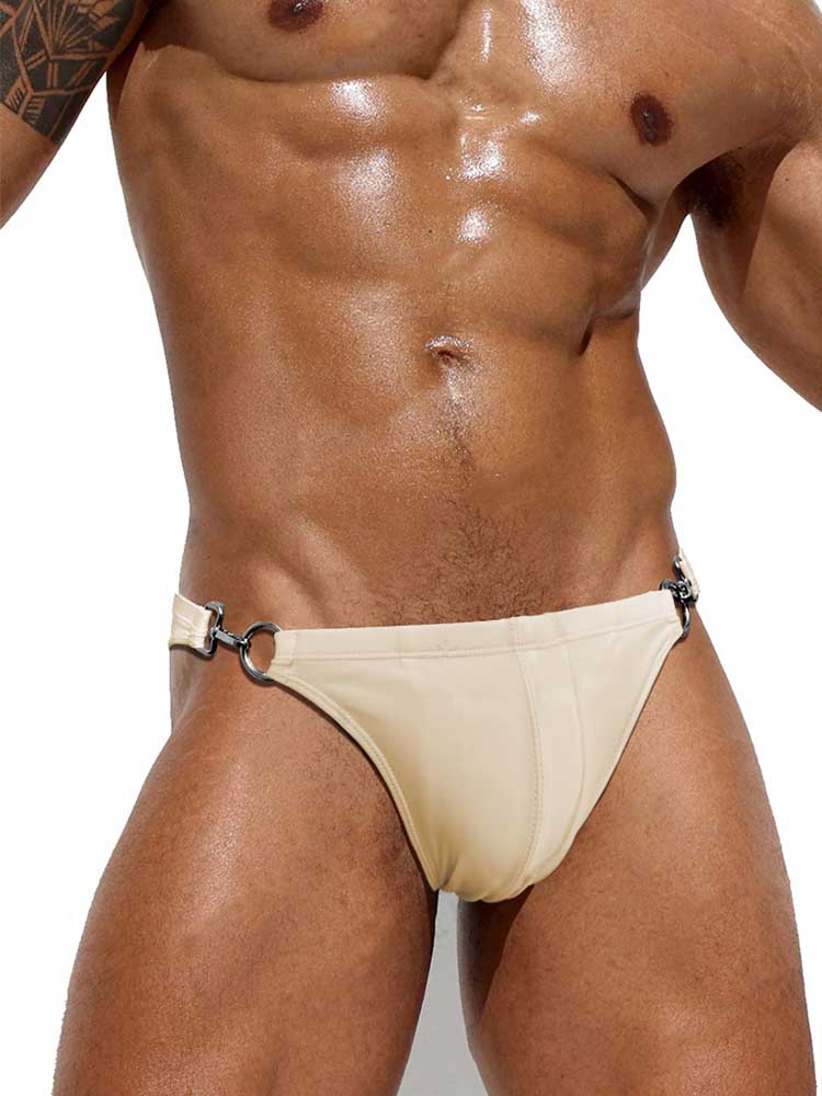Men's Solid Color Metal Buckle(Both Sides) Swim Bikini