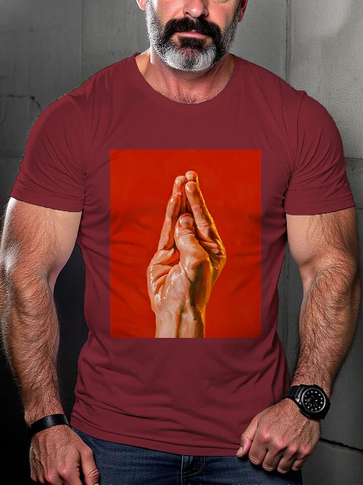Men's Casual Silent Duck Hand Print Pride T-shirt