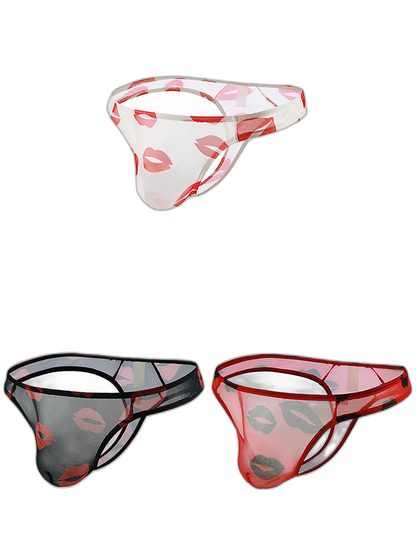 3 Pack Sexy Print Low-rise Thongs for Men