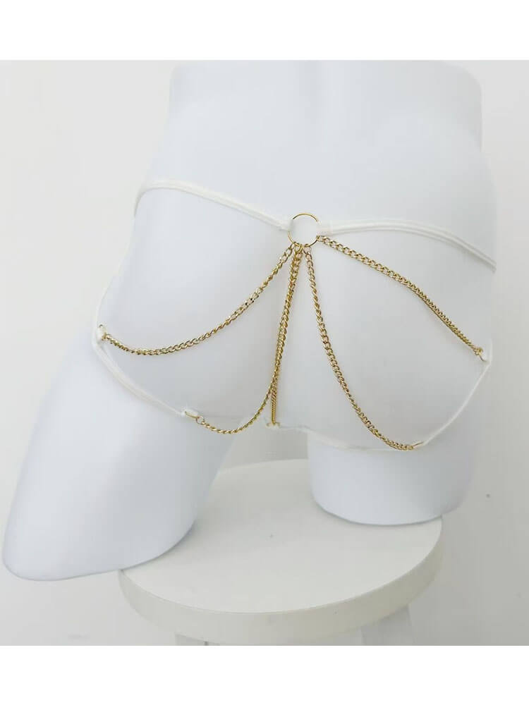 Men's Sexy Mesh Gold-Chain Cutout Jockstrap