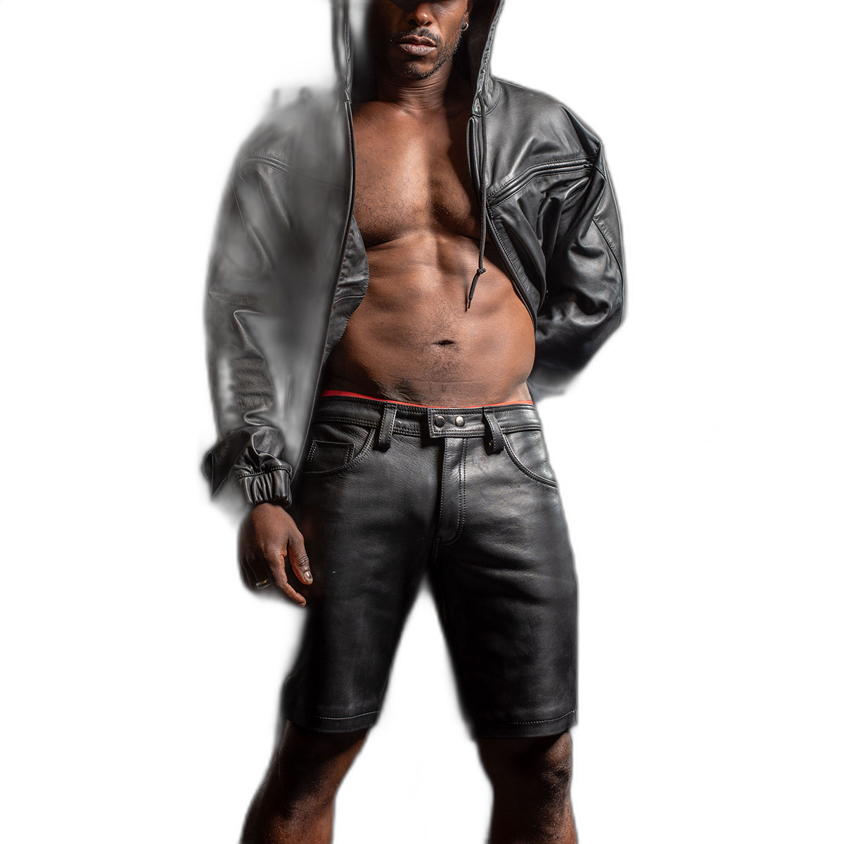 Prowler RED Leather Black Stripe Shorts Black