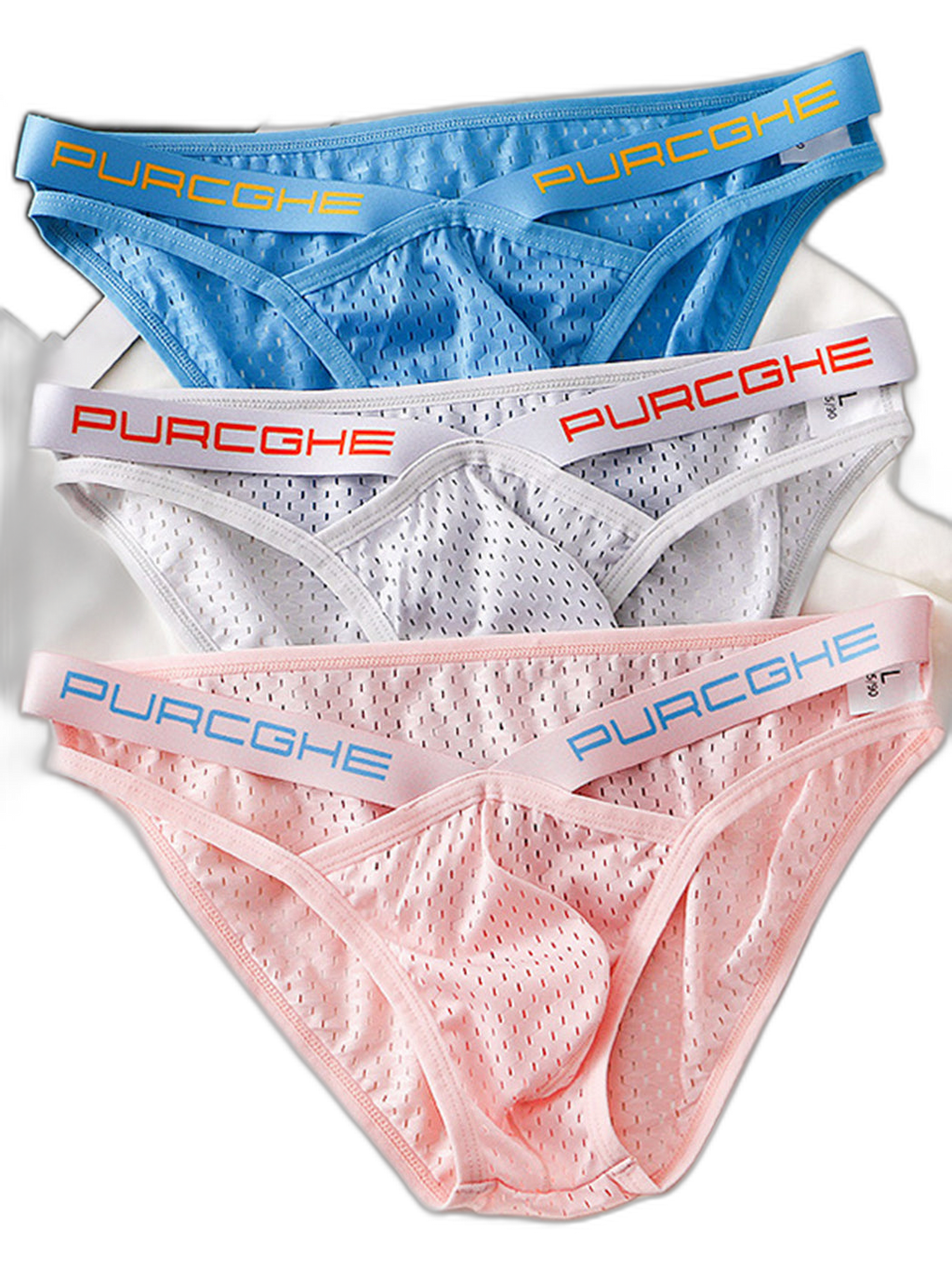 2 Pack Sexy Hollow Out Mesh Briefs for Men