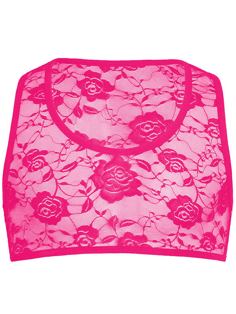 See Through Tight Elastic Lace Crop Top Tank