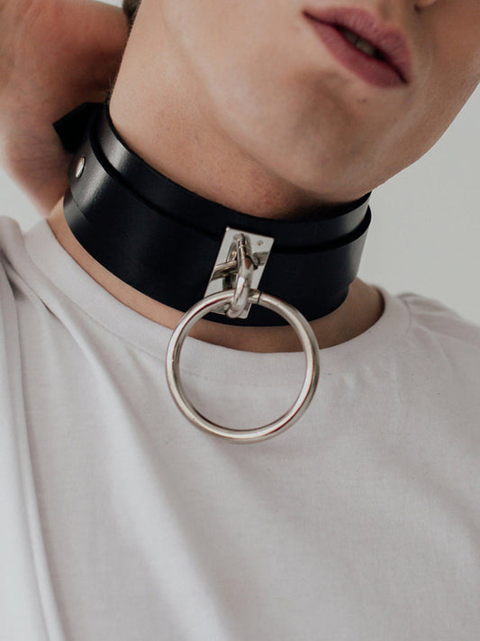 Dual-Purpose Leather Ring Rope: Choker or Arm Band