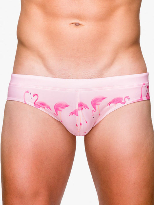 Men's Flamingo Printed Triangle Swim Briefs